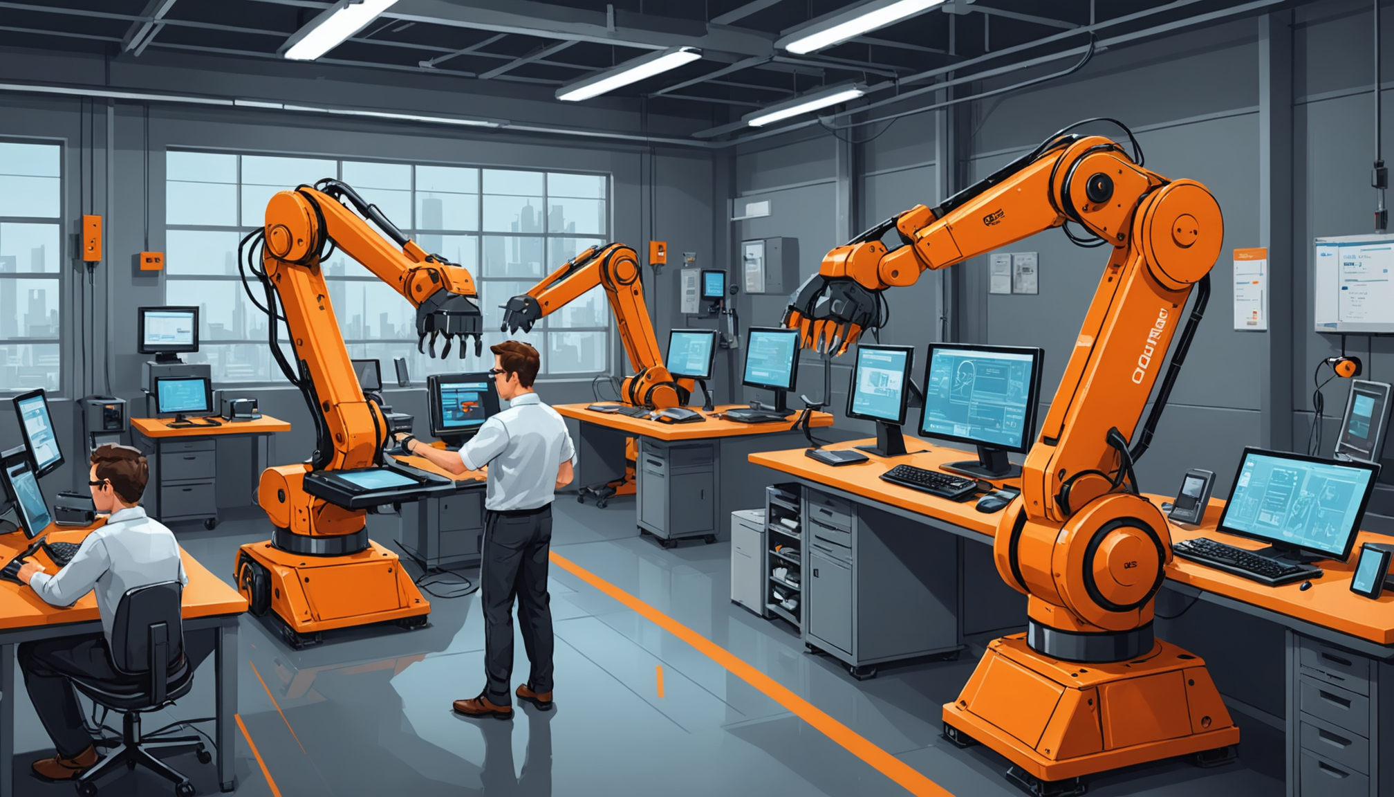 Robotics laboratory with industrial automation systems